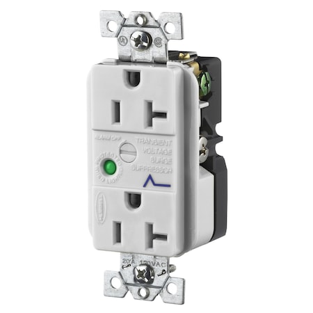 Hubbell Wiring Device-Kellems Duplex Straight Blade Receptacle, 5-20R, 20 A, 125V AC, 2 Pole, 3 Wire, Flush Mount, Grounded HBL5360OWSA